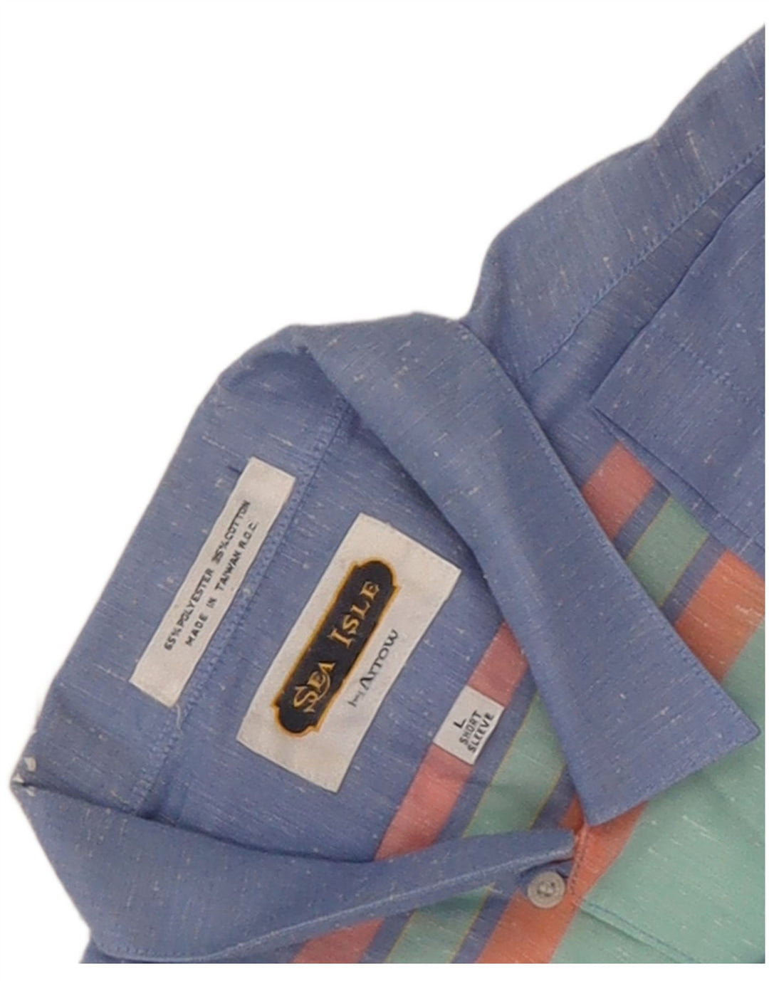 Camisa de manga corta para hombre Arrow Poliéster a rayas azules grandes