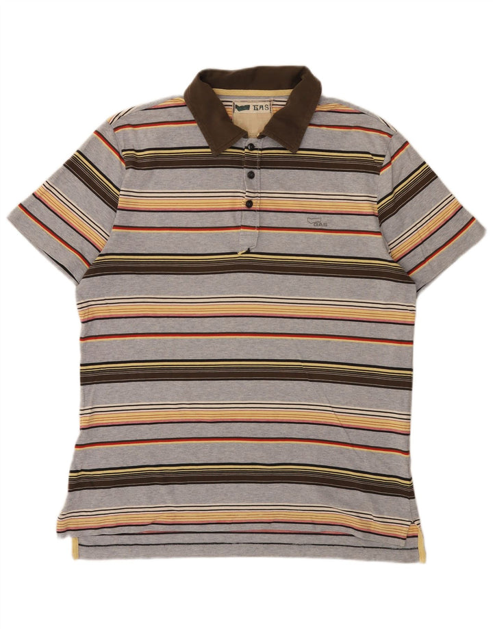 Polo Gas Hombre De Algodón A Rayas Gris Medio