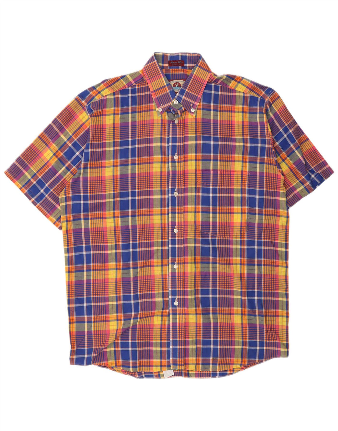 Dino Erre Camisa De Manga Corta Para Hombre Algodón De Cuadros Multicolor Mediano
