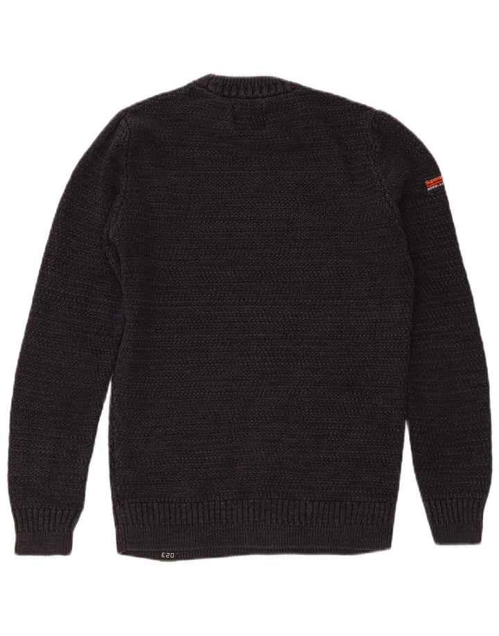Superdry Jersey con cuello redondo para hombre, talla pequeña, algodón azul marino