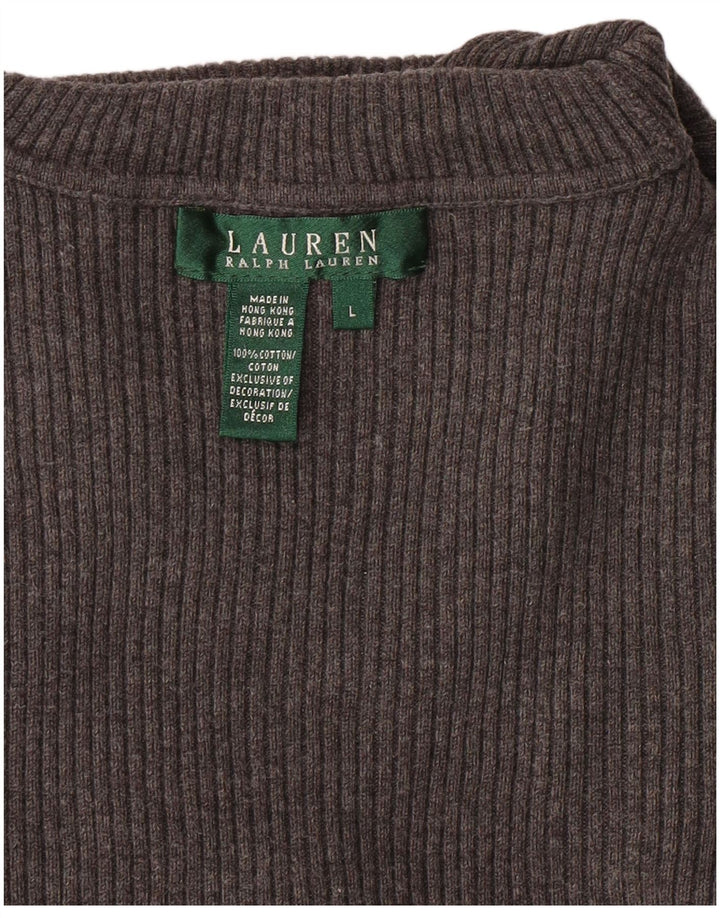 RALPH LAUREN Suéter tipo jersey con cuello vuelto para mujer Reino Unido 14 Algodón gris grande