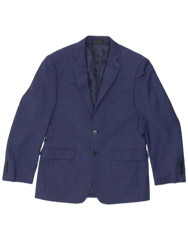 Calvin Klein Chaqueta Blazer Corta de 2 Botones para Hombre UK 38 Mediana Lana Azul Marino