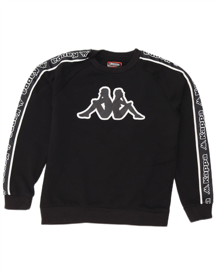 Kappa Hombre Sudadera Gráfica Jersey Pequeño Algodón Negro