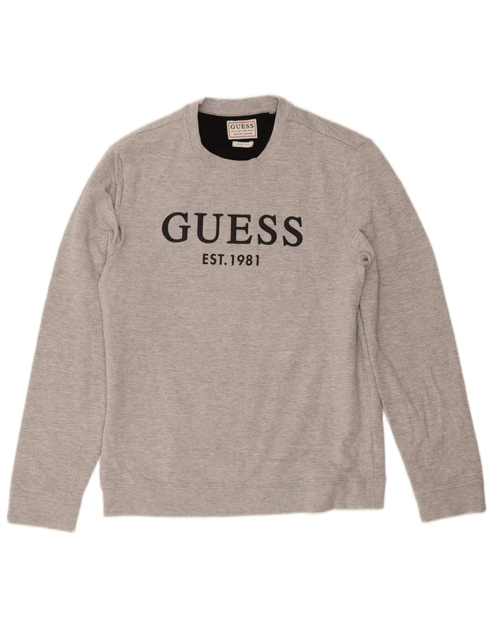 Guess Hombre Slim Fit Sudadera Jumper Algodón Gris Medio