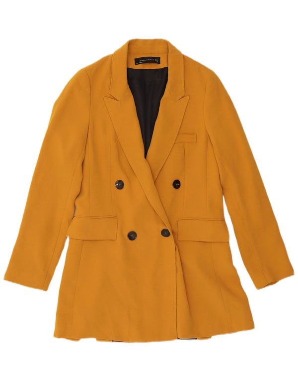 Zara Mujer Abrigo Extragrande De Doble Botonadura UK 6 XS Poliéster Amarillo