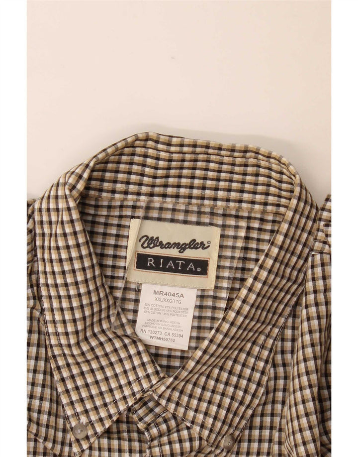 Wrangler Camisa de manga corta Riata para hombre XL Algodón a cuadros gris