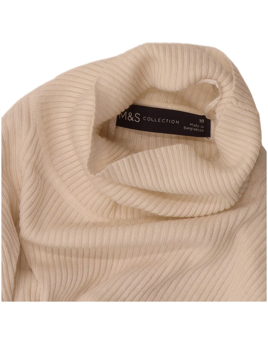 Marks & Spencer Suéter tipo jersey con cuello vuelto para mujer UK 10 Small White Viscosa