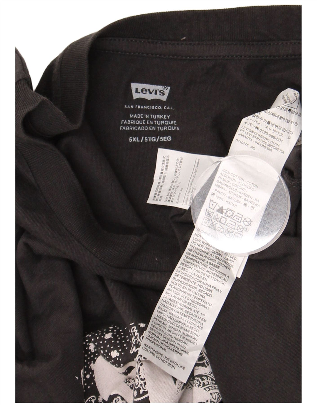 Levi's Camiseta gráfica para hombre Top 5XL Algodón negro