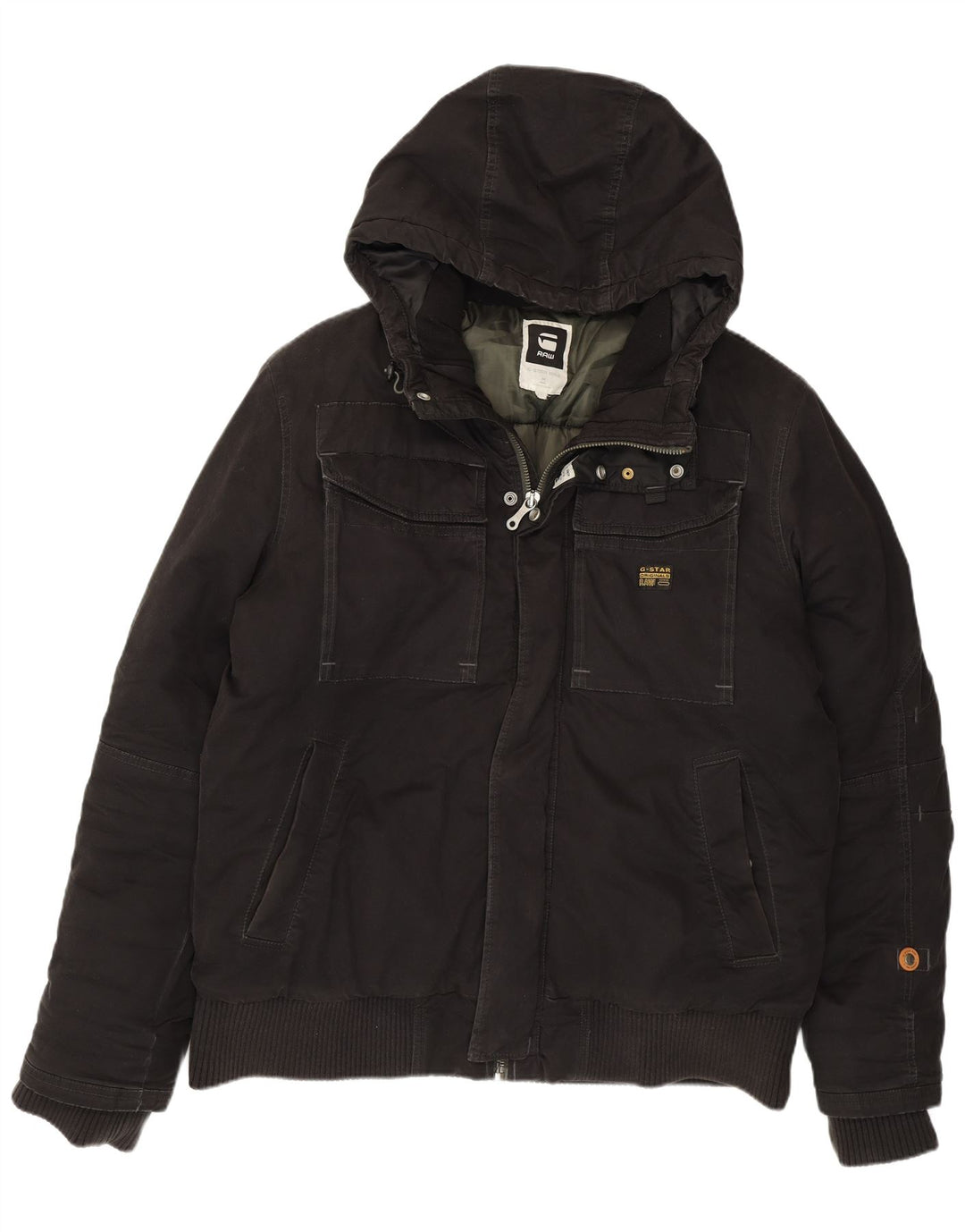 G-STAR Chaqueta bomber con capucha para hombre UK 44 2XL Algodón negro