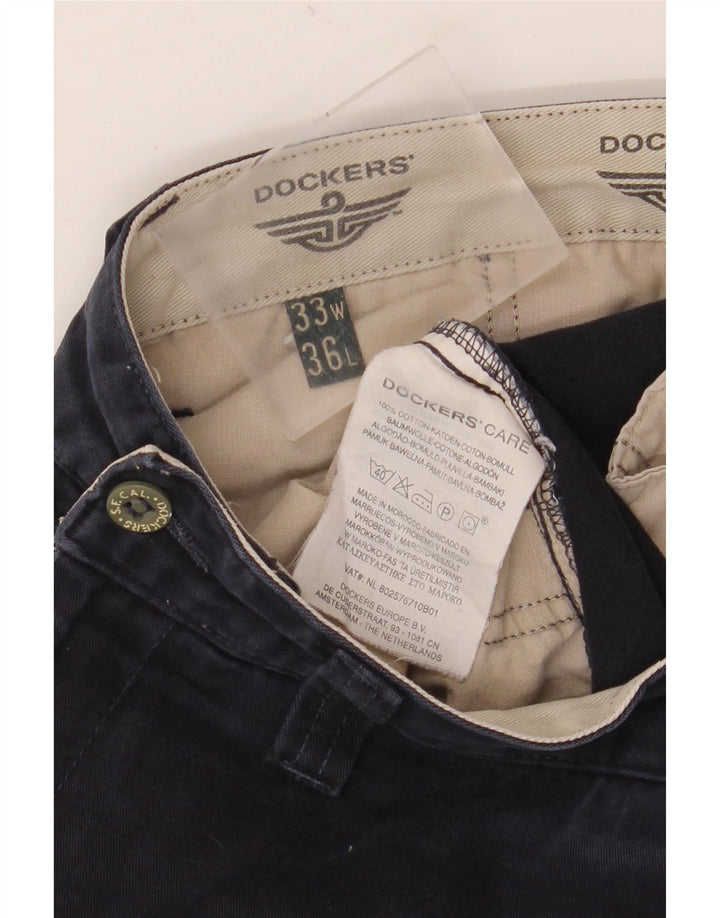 DOCKERS Pantalones chinos rectos color caqui para hombre W33 L32 Algodón azul marino