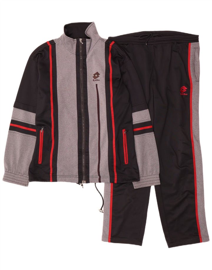 LOTTO Chándal completo con gráfico para hombre, poliéster color block, pequeño, negro