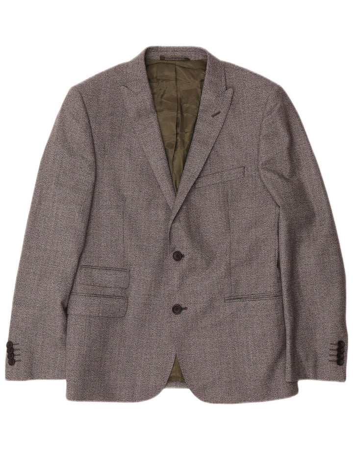 French Connection Chaqueta tipo blazer de 2 botones para hombre UK 38 Gris medio moteado