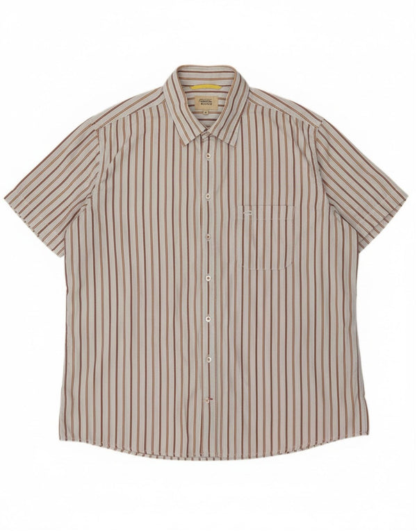 Camel Active Camisa Manga Corta Hombre XL Algodón Rayas Azul