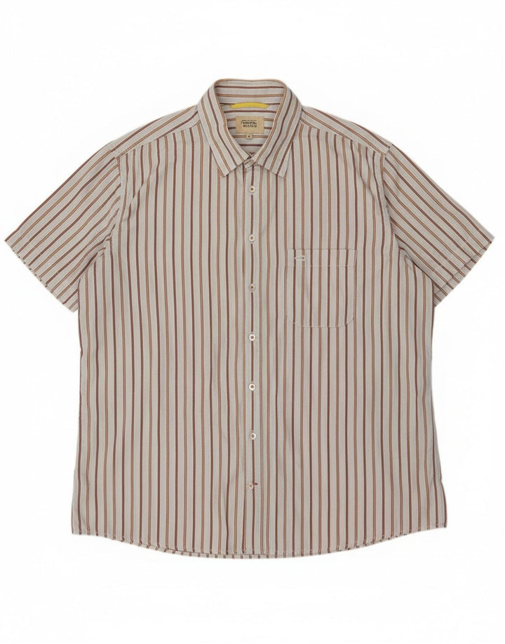 Camel Active Camisa Manga Corta Hombre XL Algodón Rayas Azul