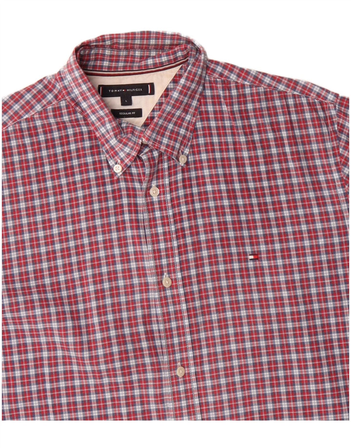 Camisa Tommy Hilfiger de corte regular para hombre de algodón a cuadros rojos grandes