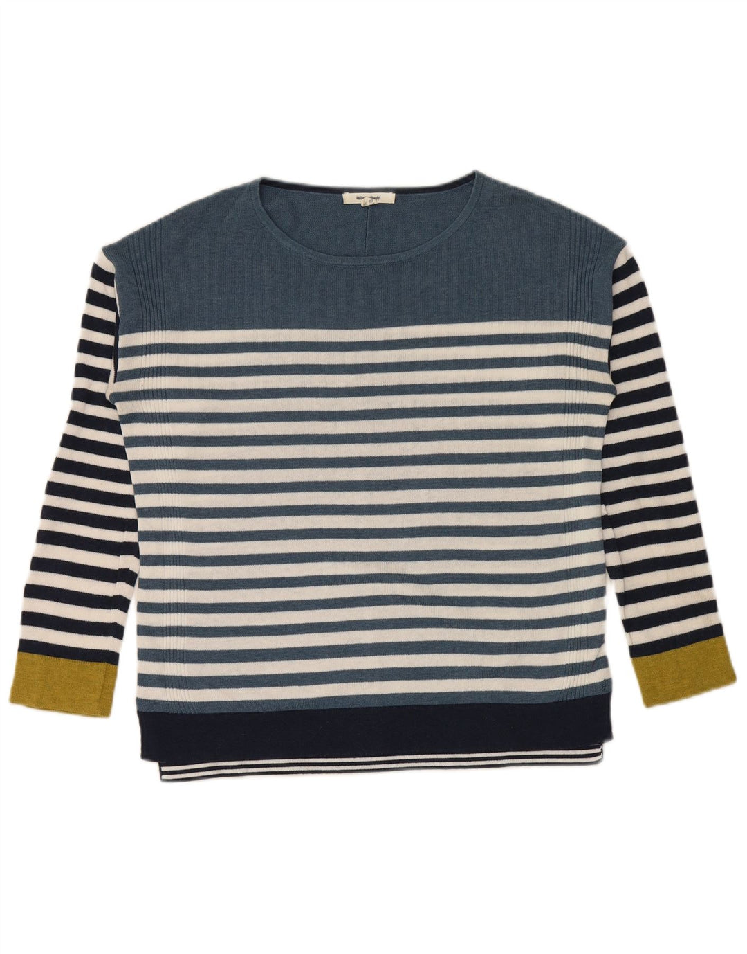 White Stuff Jersey con cuello barco para mujer, talla 40, talla pequeña, color azul a rayas