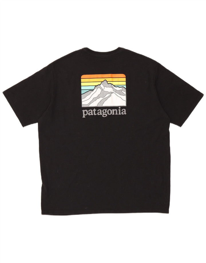 PATAGONIA Camiseta gráfica de ajuste regular para hombre Top grande de algodón negro
