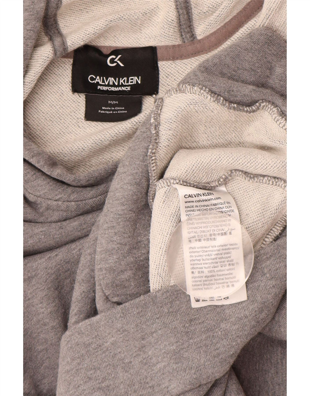 CALVIN KLEIN Suéter con capucha y cremallera para mujer UK 40 Gris medio