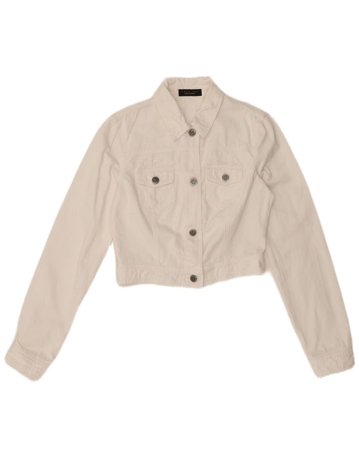 Twin-Set Chaqueta vaquera corta para mujer UK 42 Medium White