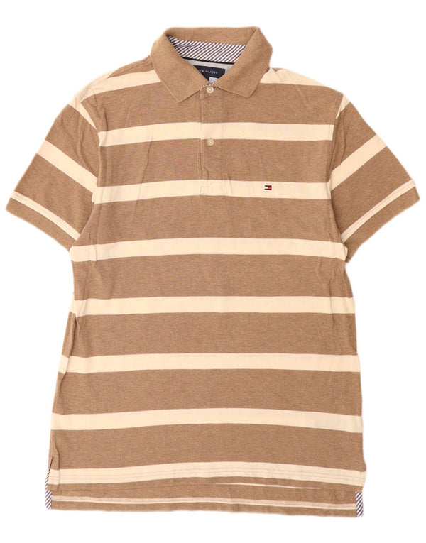 Tommy Hilfiger Polo para hombre de algodón a rayas marrón pequeño
