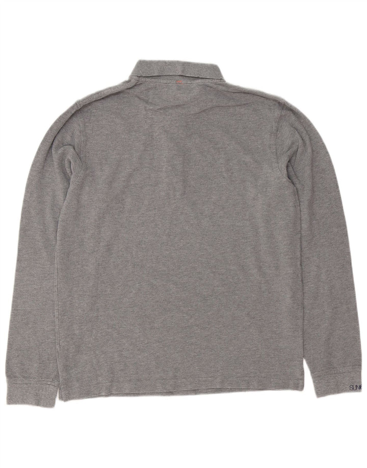 Sun68 Polo de manga larga para hombre de algodón gris grande