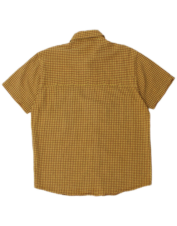 JACK WOLFSKIN Mens Short Sleeve Shirt UK 36/38 Medium Yellow Check Cotton