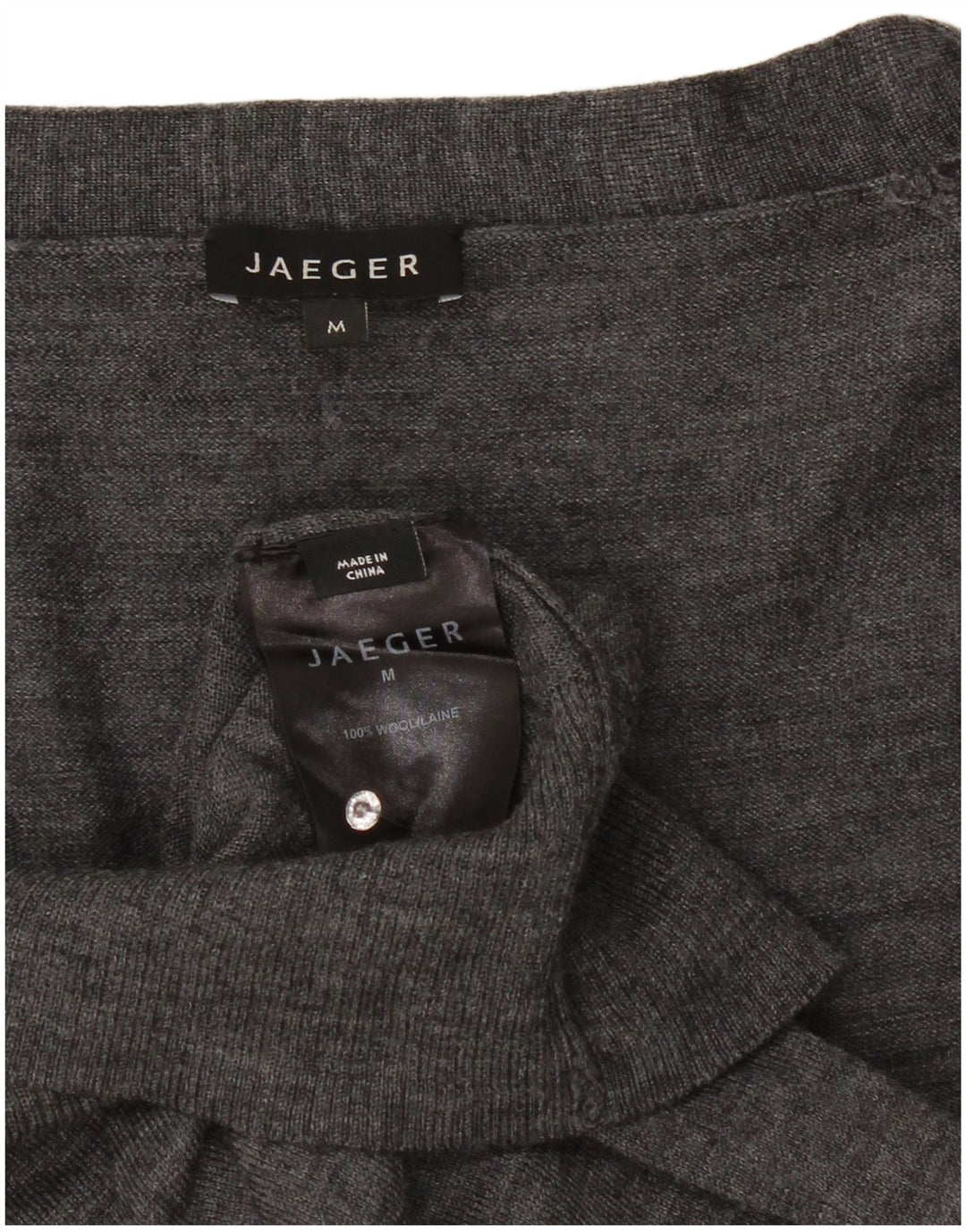 Jaeger Cárdigan de manga 3/4 para mujer UK 42 Lana moteada gris medio