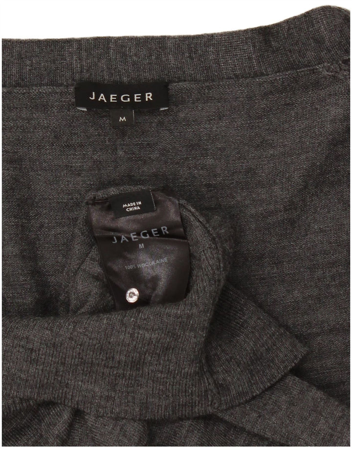Jaeger Cárdigan de manga 3/4 para mujer UK 42 Lana moteada gris medio