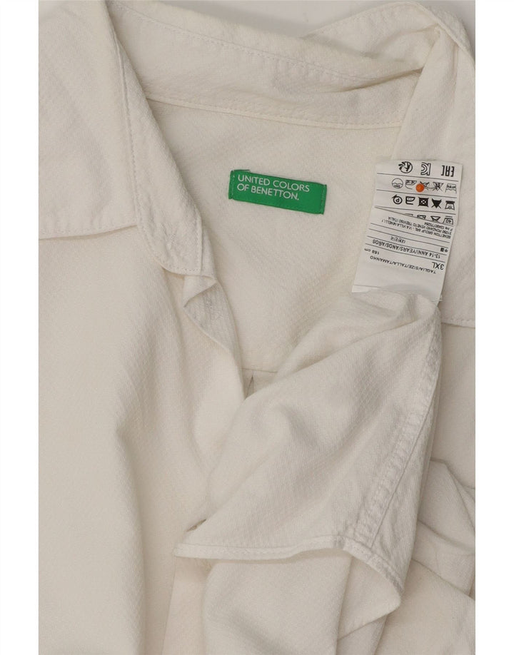 BENETTON Camisa Niño 13-14 Años 3XL Blanco Algodón