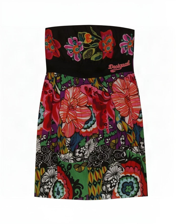 Desigual Vestido Mini Sin Tirantes Para Mujer EU 42 Grande Multicolor Floral