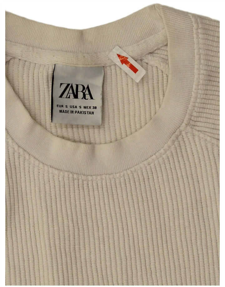 Zara Camiseta Extragrande para Mujer Top UK 10 Small White Cotton