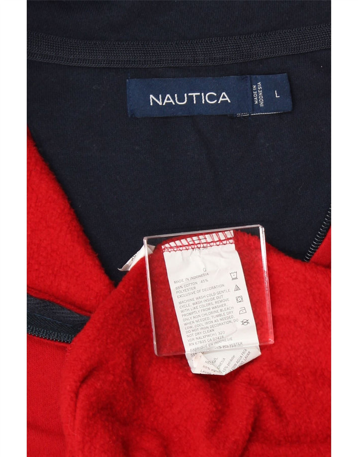 NAUTICA Mens Zip Neck Sweatshirt Jumper Large Red Cotton Vintage Nautica and Second-Hand Nautica from Messina Hembry 