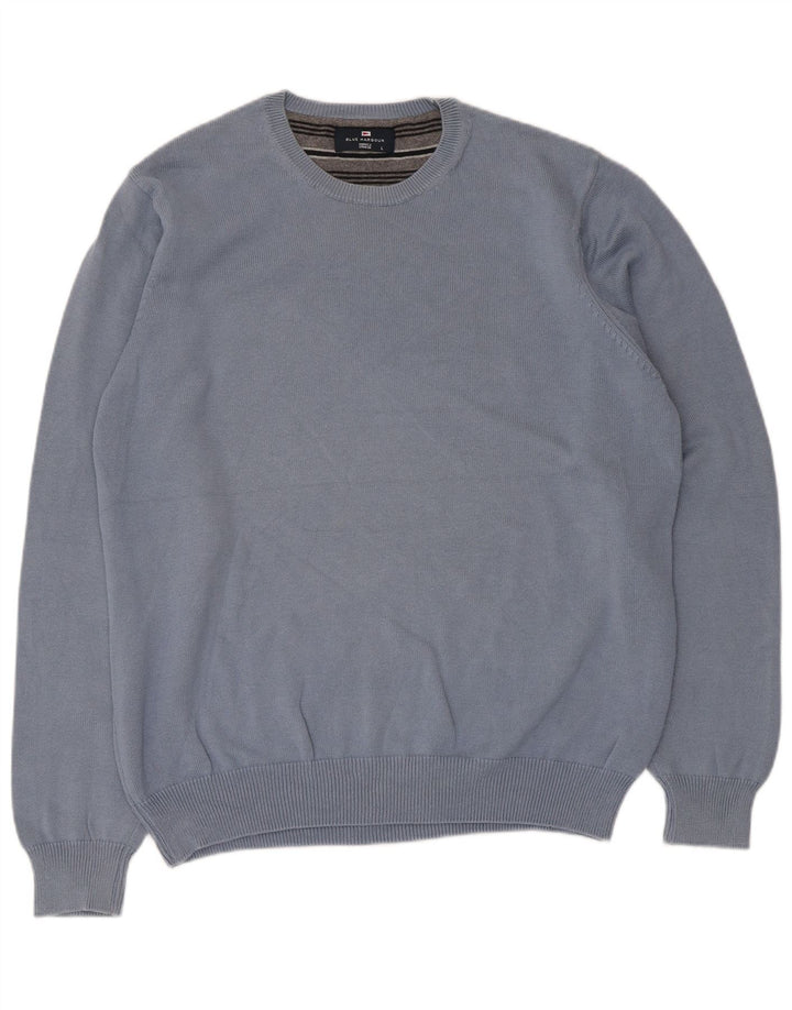 Marks & Spencer - Jersey de cuello redondo para hombre, color azul, talla grande, algodón