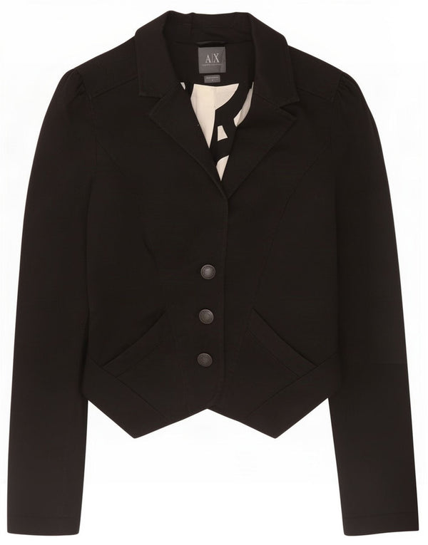 Armani Chaqueta corta tipo blazer con 3 botones para mujer UK 44 Mediana Algodón negro