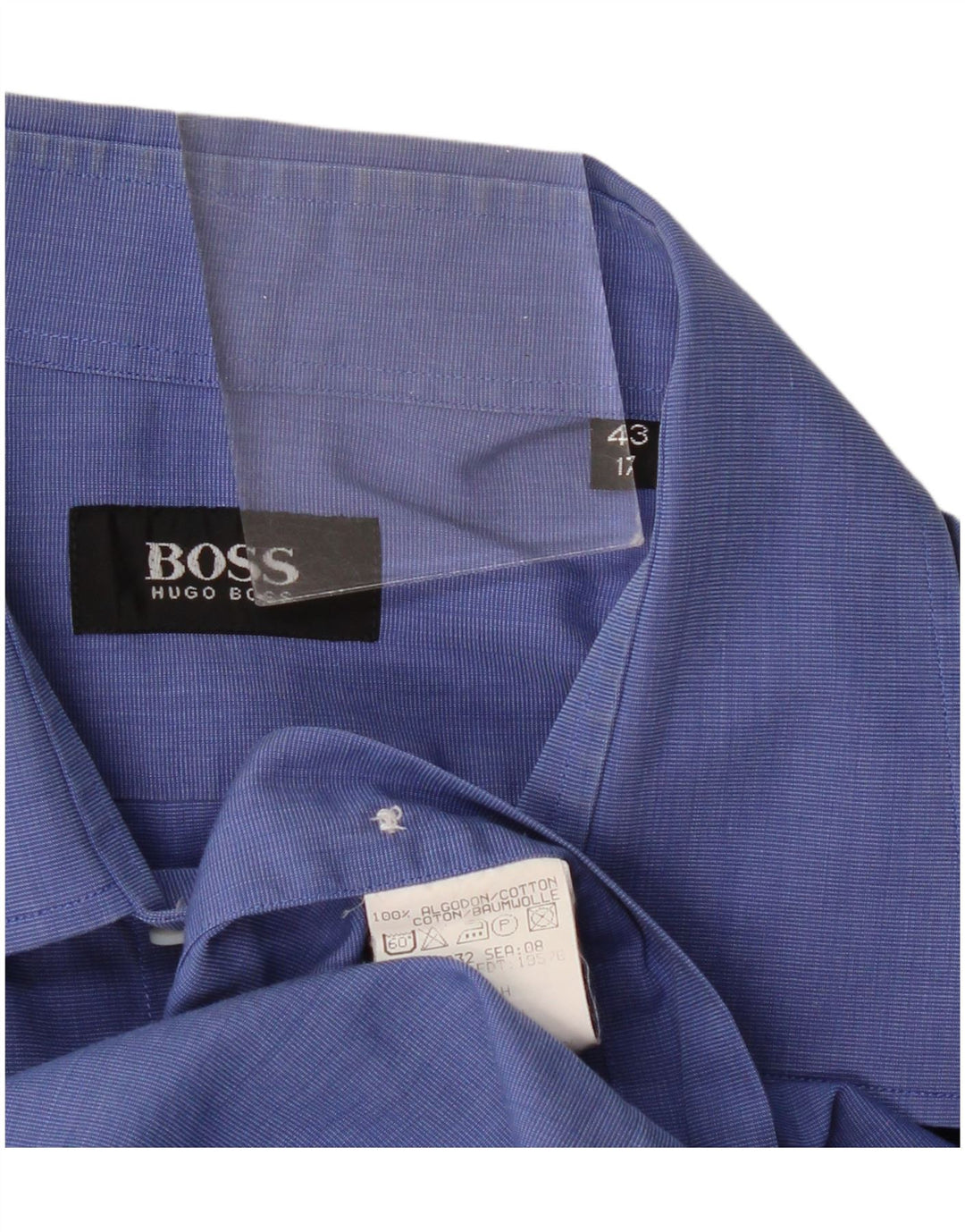 Camisa Hugo Boss Hombre Talla 43 17 XL Azul Algodón