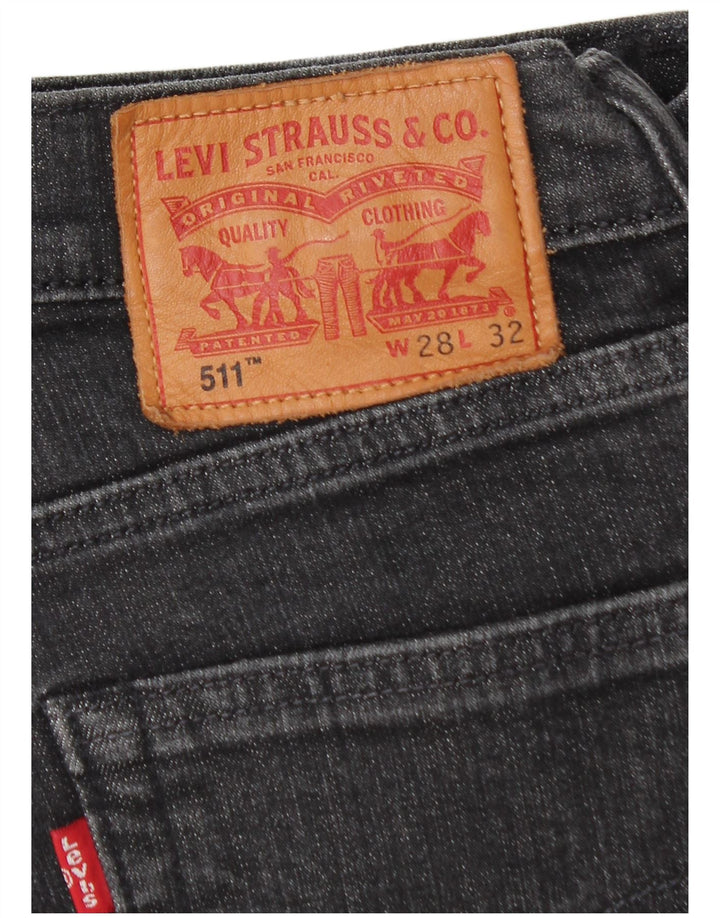 Levi's Hombre 511 Slim Jeans W28 L32 Algodón Negro