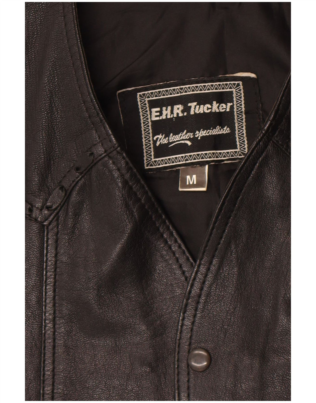 Chaleco de cuero vintage para hombre cuero negro medio