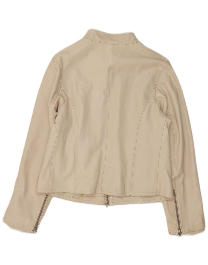 Chaqueta de cuero vintage para mujer Reino Unido 14 Beige medio