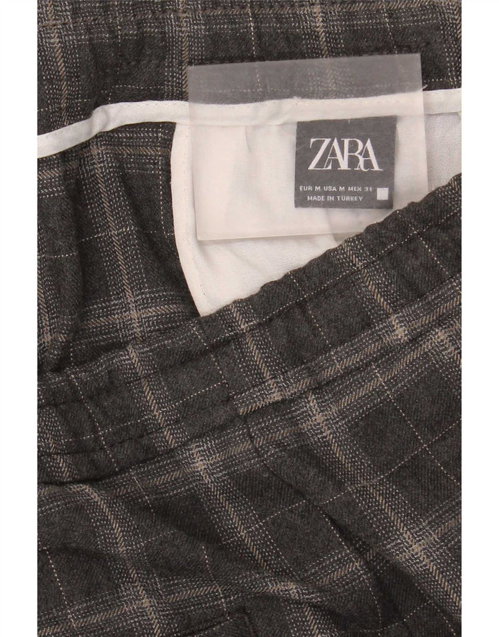 Zara Hombre Pantalón Chino Tapered Mediano W31 L30 Cuadros Grises