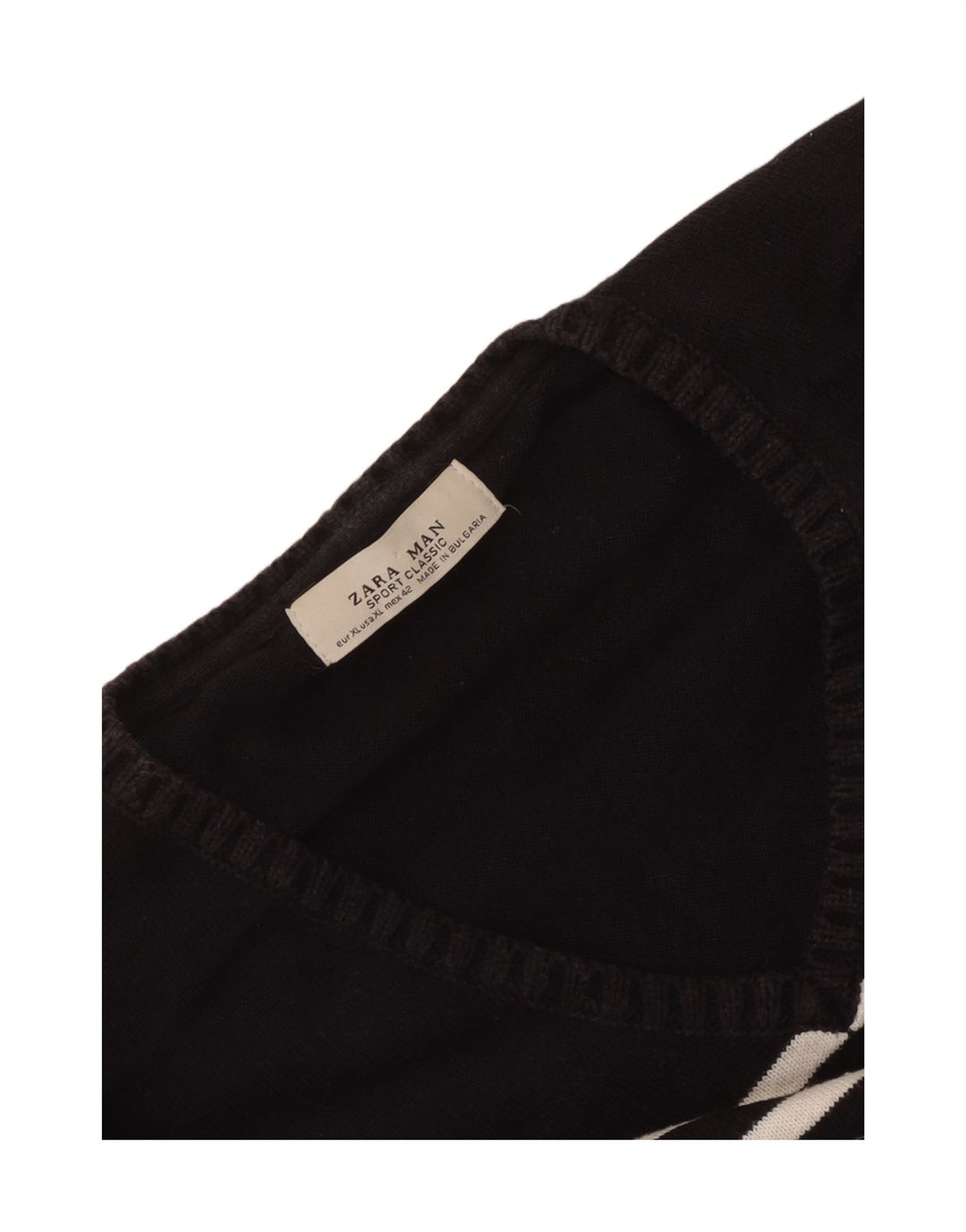 Zara Hombre Jersey Cuello Pico XL Negro Rayas