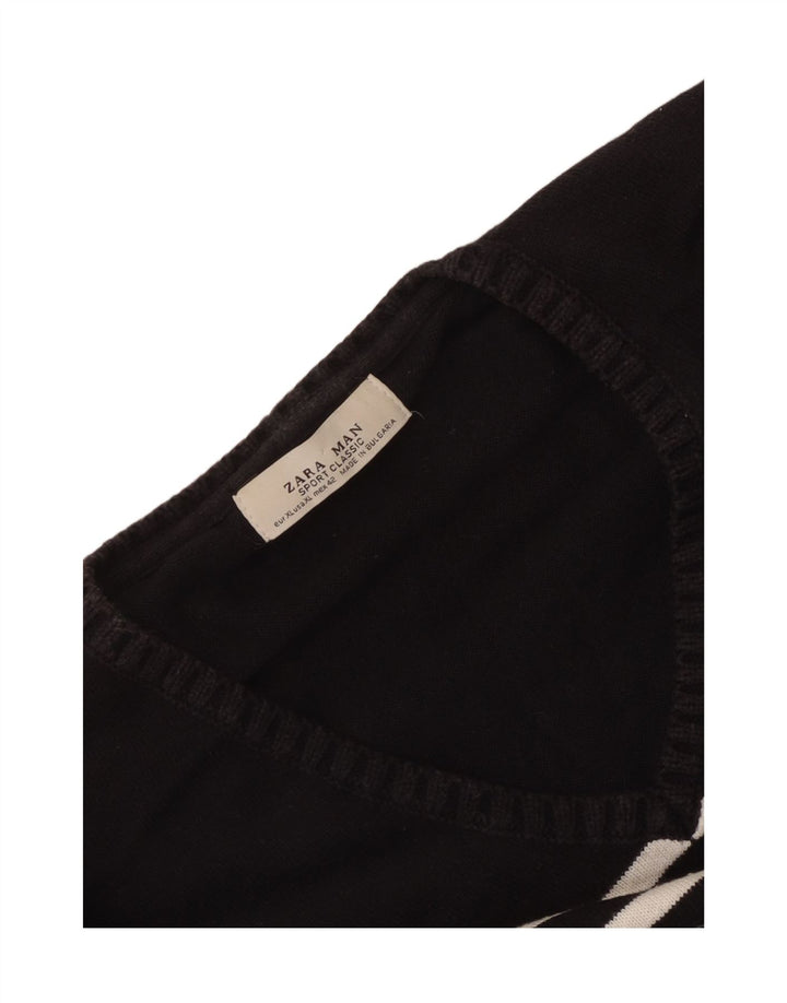 Zara Hombre Jersey Cuello Pico XL Negro Rayas