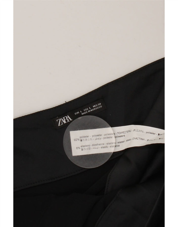 ZARA Vestido lencero corto cruzado para mujer UK 40 Mediano Negro Poliéster