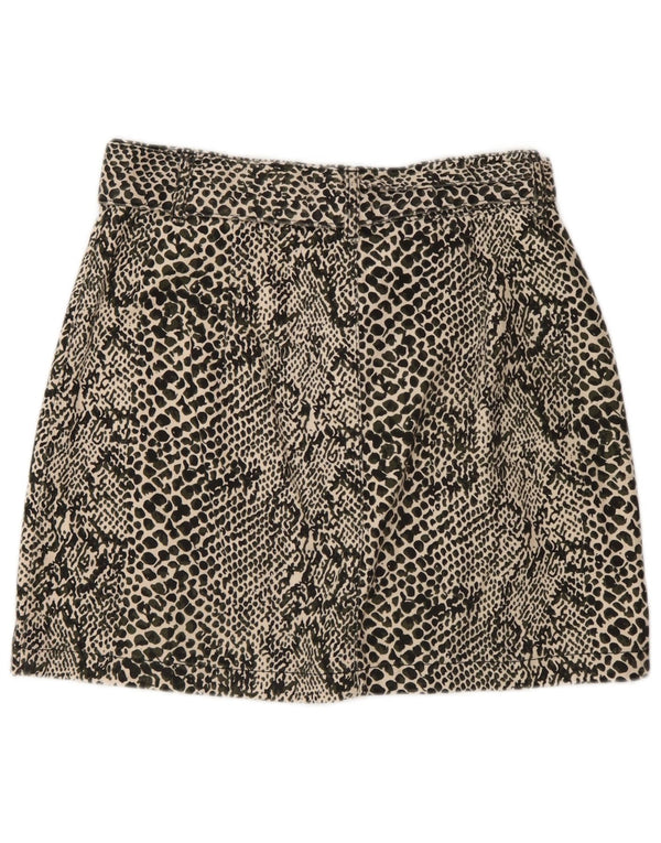 Topshop Minifalda para mujer UK 12 Medium W30 Negro Animal Print Algodón