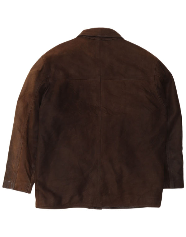 Marlboro Classics Chaqueta de cuero de ajuste regular para hombre UK 40 Large Brown Classic