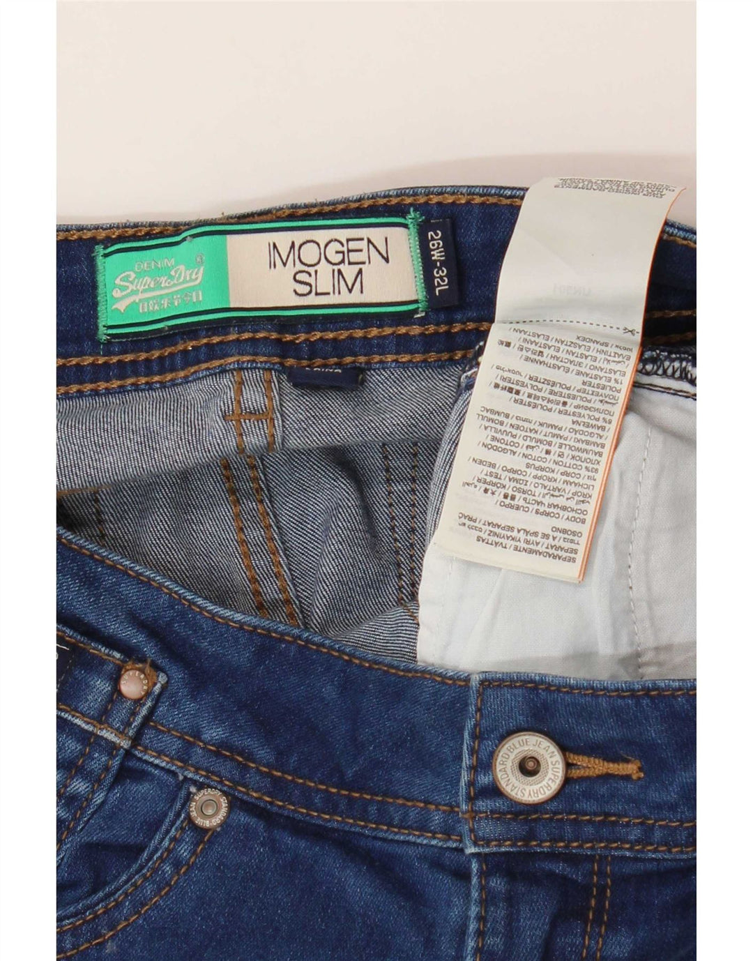 Vaqueros Superdry Imogen Slim W26 L32 Algodón Azul Mujer