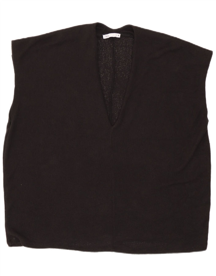 Zara Mujer Camiseta Sin Mangas Oversize Chaleco Grande Negro