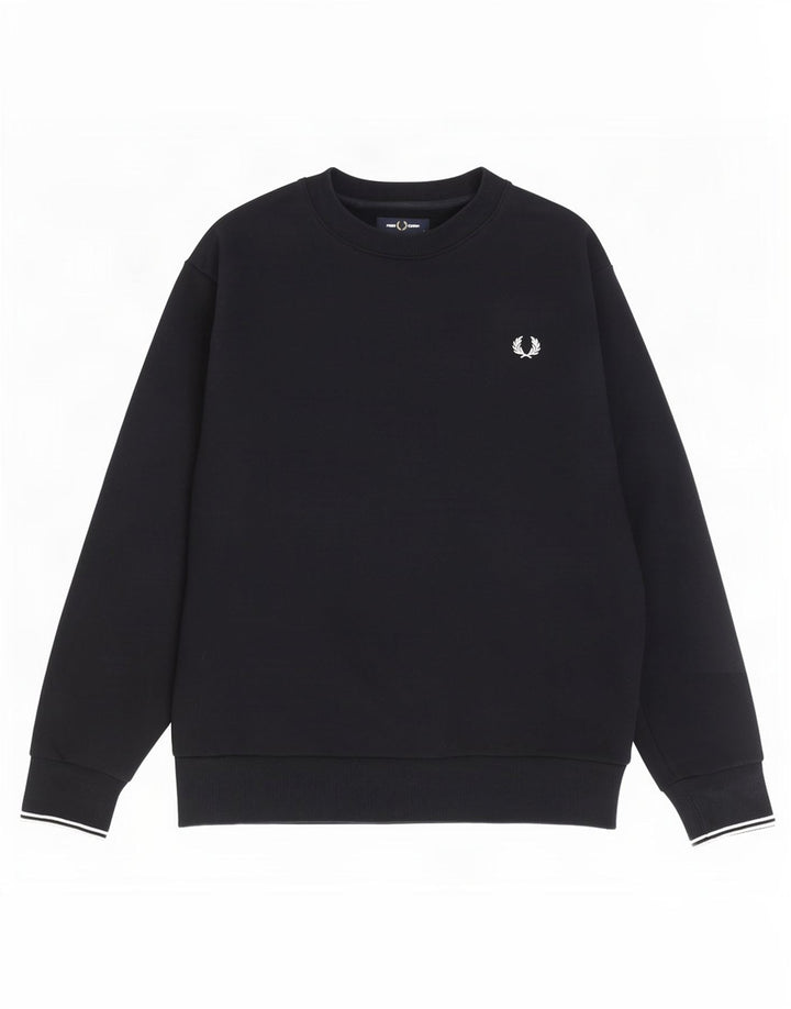 Fred Perry Hombre Sudadera Jumper Grande Azul Marino Algodón