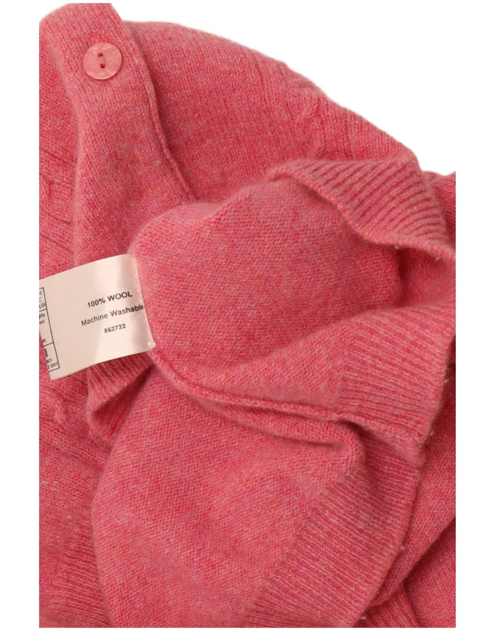 VINTAGE Mujer Cardigan Suéter Reino Unido 16 Lana Rosa Grande