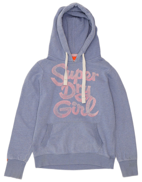 SUPERDRY Jersey con capucha gráfica para mujer UK 44 Algodón moteado azul medio