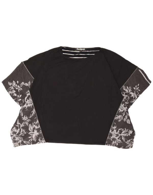 Desigual Camiseta extragrande para mujer Top UK 46 Large Black Floral